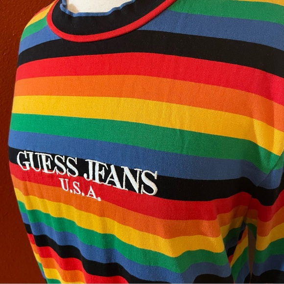 Guess x Farmers Market Men’s Vintage Sean Wotherspoon Rainbow Striped Shirt - Picture 3 of 5